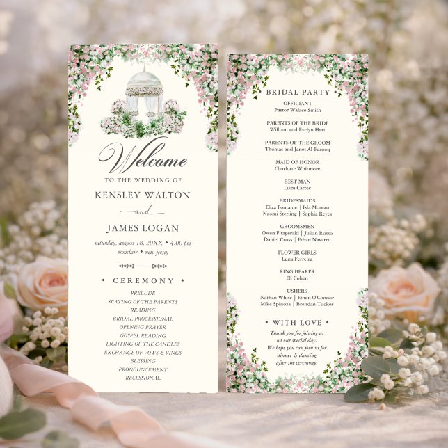 Elegant Blush Garden Wedding Program (Creator Uploaded)