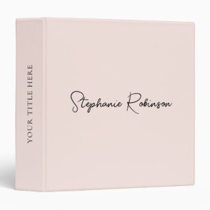 Elegant Blush Girly Monogram Signature Name Script Binder