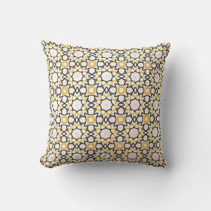 Elegant Blush Gold Black Geometric Accent Pillow