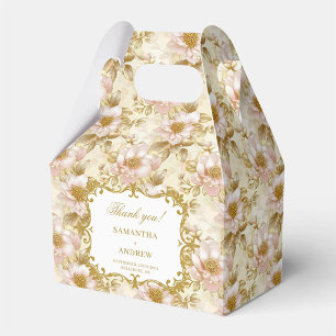 Elegant Blush Gold Boho Wedding Favor Thank You Favor Box