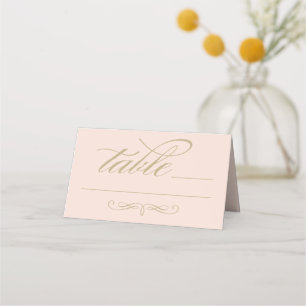 Elegant Blush Gold Calligraphy Script Wedding Place Card