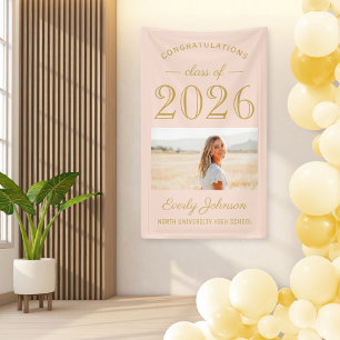 Elegant Blush Gold Class of 2026 Photo Banner