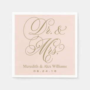 Elegant Blush Gold Dr and Mrs Script Monogram Napkin