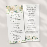 Elegant Blush Gold Floral Greenery Wedding Program<br><div class="desc">This elegant rustic style wedding ceremony program design features a beautiful border arrangement of neutral watercolor flowers, including painted roses, ranunculus flowers, and leaves in shades of white, blush pink, cream, gold, green. Perfect for a spring or summer event. Personalize the stylish leaf green and dark grey text on both...</div>