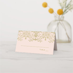 Elegant Blush Gold Vintage Glamour Wedding Place Card