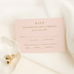 Elegant Blush Gold Vintage Glamour Wedding RSVP Card
