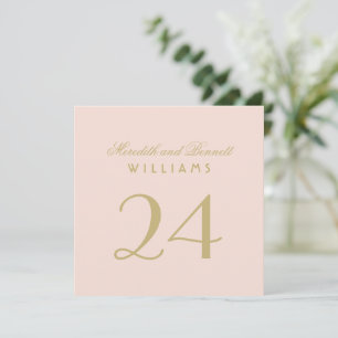 Elegant Blush Gold Wedding Table Number Card