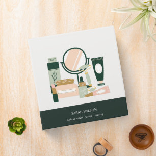 Elegant Blush Green Makeup Artist Cosmologist Binder