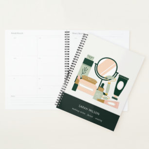 Elegant Blush Green Makeup Artist Cosmologist Planner