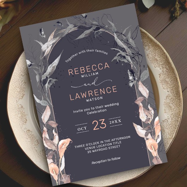 Elegant blush grey florals wedding Invitation (Creator Uploaded)
