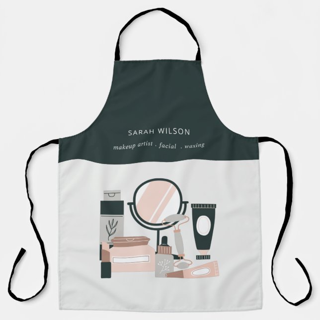 Elegant Blush Grey Makeup Artist Cosmologist Apron (Front)