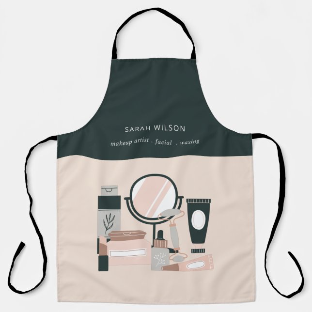 Elegant Blush Grey Makeup Artist Cosmologist Apron (Front)
