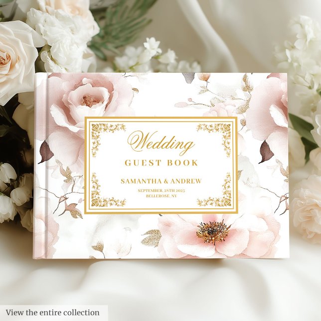 Elégant Blush Ivory Gold Aquarelle Livre d'invités (Elegant Blush Ivory Gold Watercolor Guest Book

)