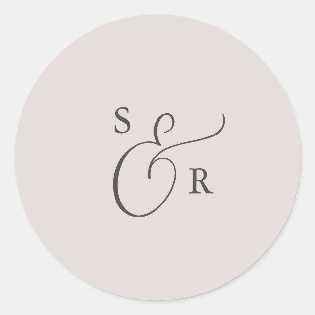 Elegant Blush Mauve Monogram Wedding Envelope Seal (Front)