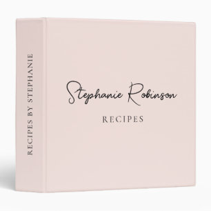 Elegant Blush Monogram Script Cookbook Recipe Binder