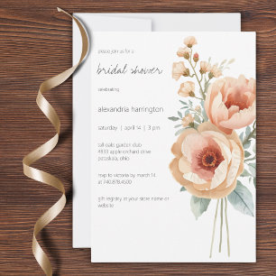 Elegant Blush Peonies Bridal Shower Invitation