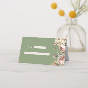 Elegant Blush Peonies Folded Place Card