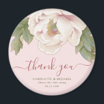 Elegant Blush Peony Floral Thank You Wedding Favou Magnet<br><div class="desc">The Elegant Blush Peony Floral Thank You Wedding Favour magnet features blush pink watercolor peony flowers and modern script, against a subtle soft pink background, adding a gentle contrast and enhancing their natural beauty and elegance. ♥ View the collection on this page to find matching products. ♥Customize it with your...</div>