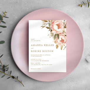 Elegant Blush Peony Floral Wedding Invitation