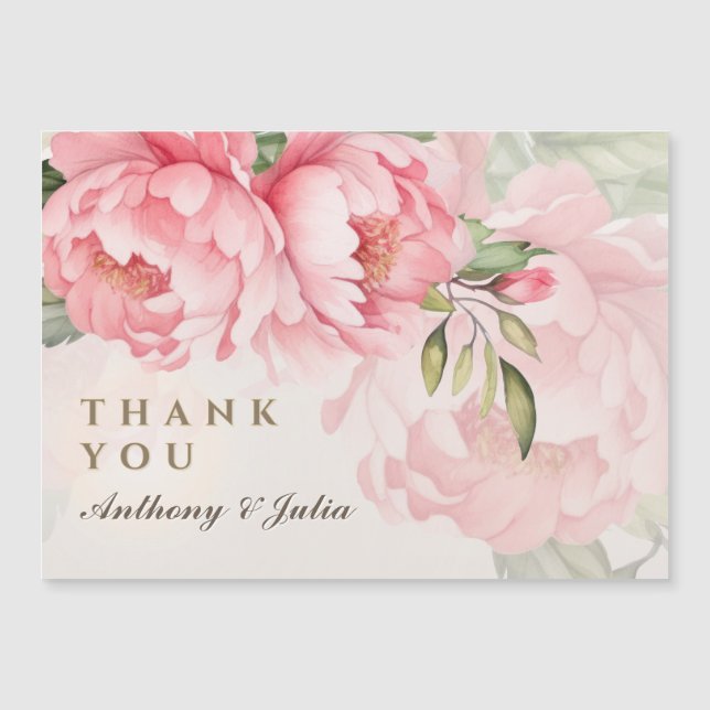 Elegant Blush Peony Wedding Thank You Magnet (Devant)