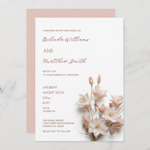 Elegant Blush Pink 3D Flowers Invitation