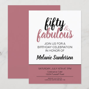 Elegant Blush Pink 50th Birthday Invitation