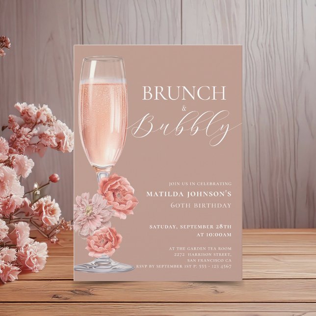 Elégant Blush Pink 60e anniversaire Invitation (Elegant Blush Pink 60th Birthday Invitation)