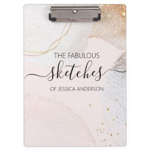 Elegant blush pink abstract personalized clipboard
