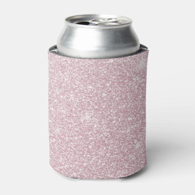 Elegant blush pink abstract trendy girly glitter can cooler (Can Front)
