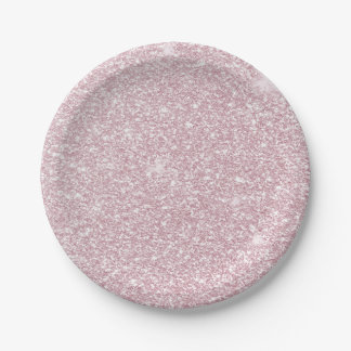 Elegant blush pink abstract trendy girly glitter paper plate