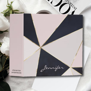 Elegant Blush Pink And Black Geometric Binder