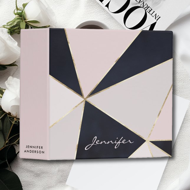 Elegant Blush Pink And Black Geometric Binder (Creator Uploaded)