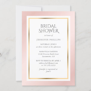 Elegant Blush Pink and Gold Bridal Shower Invitation