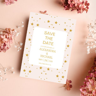 Elegant Blush Pink and Gold Celestial Wedding Save The Date