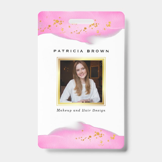 Elegant Blush Pink And Gold Glitter Badge (Front)