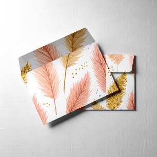Elegant Blush Pink and Gold Glitter Pampas Grass Envelope