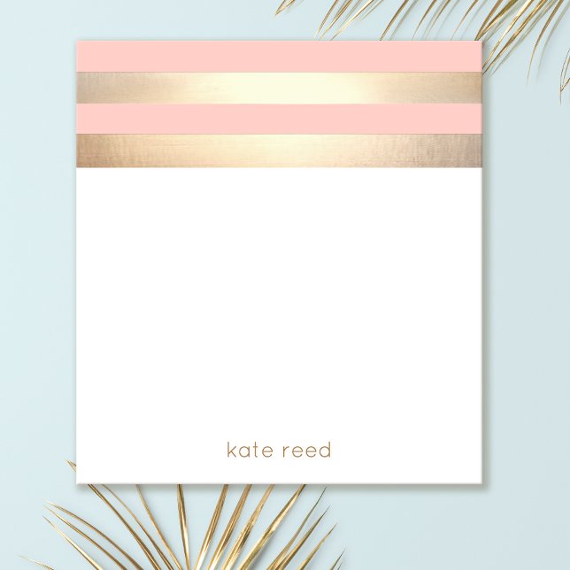 Elegant Blush Pink and Gold Stripes Name Notepad (Creator Uploaded)