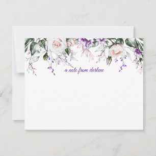 Elegant Blush Pink and Purple Watercolor Floral   Card