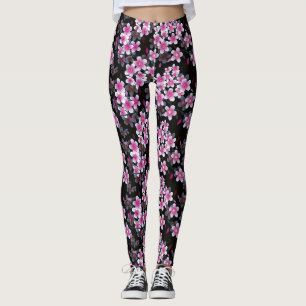 Elegant Blush Pink And White Flower Leggings