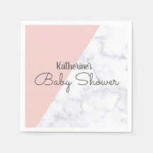 Elegant blush pink and white marble baby shower