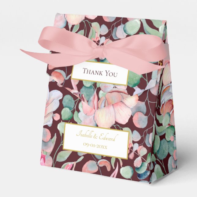 Elegant Blush Pink Anemone Floral Geometric Frames Favor Box (Front Side)