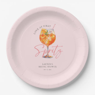 Elegant Blush Pink Aperol Spritz Bridal Shower Paper Plate