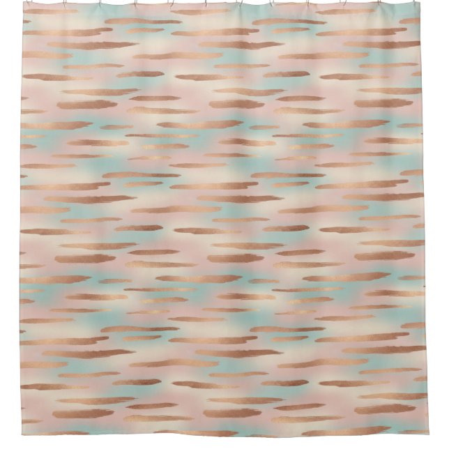 Elegant Blush Pink, Aqua & Gold Seamless Pattern (Front)