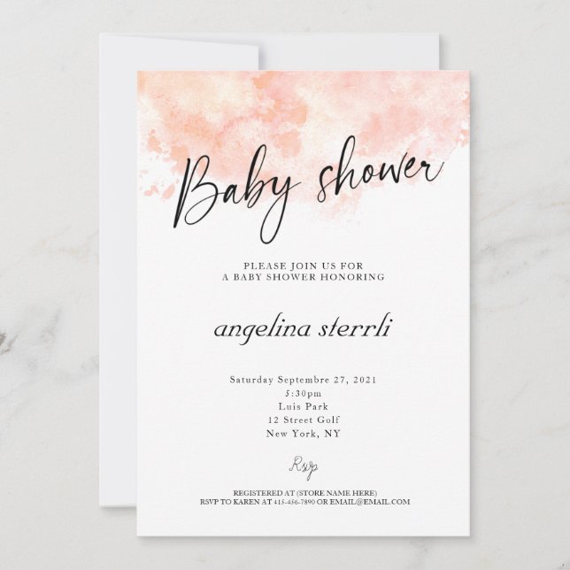 Elegant Blush Pink Baby shower Invitation (Front)