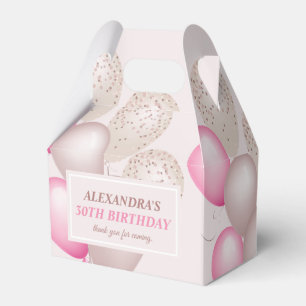 Elegant Blush Pink Balloons Thank you Birthday Favor Box