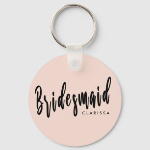 Elegant blush pink & black bridesmaid keychain