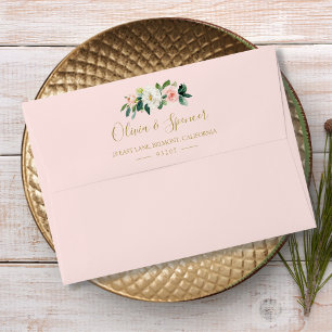 Elegant Blush Pink Blush Floral Wedding Flowers Envelope