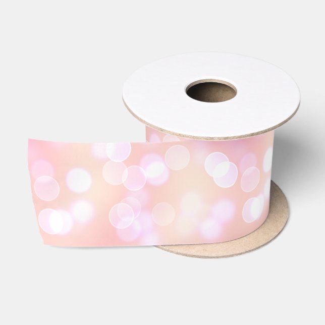 Elegant Blush Pink Bokeh Thank You Satin Ribbon (Spool)