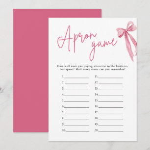 Elegant Blush Pink Bow Bridal Shower Apron Game Invitation