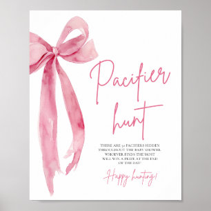 Elegant Blush Pink Bow Cute Pacifier Hunt Game Poster
